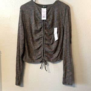 Wild Fable Brown Ruched Long Sleeve Top